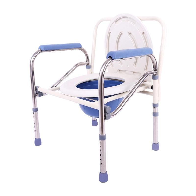 High Standard Good Price Economic Hospital Toilet Commode Chair with Bedpan Chromed Steel Commode Chair
