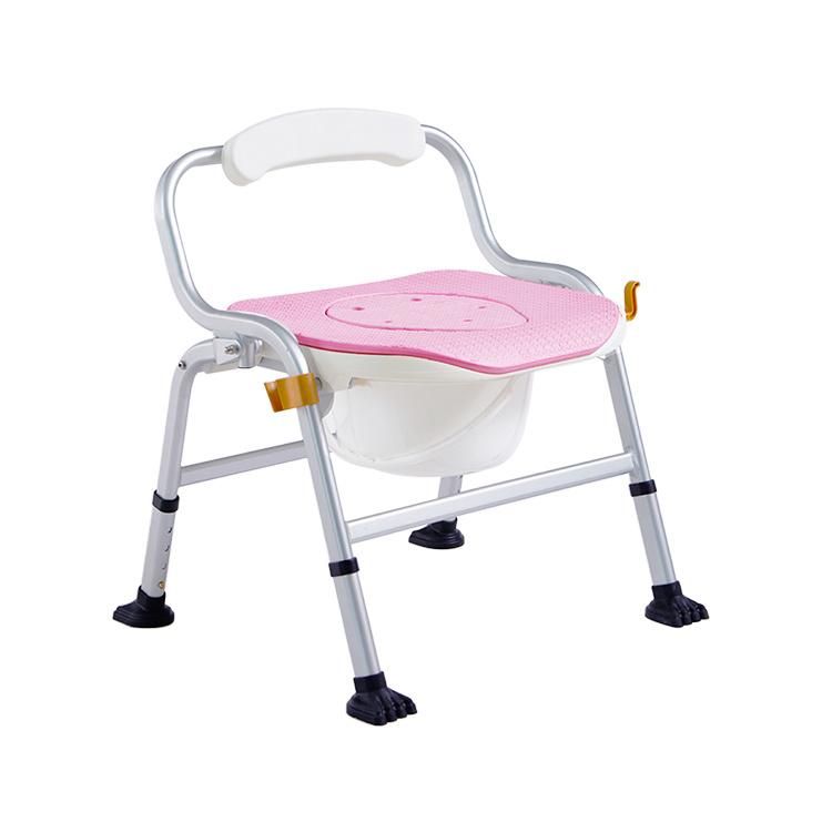 Luxury Disabled Shower Chair Portable Aluminum Lightweight Folding Commode Chair for Elderly