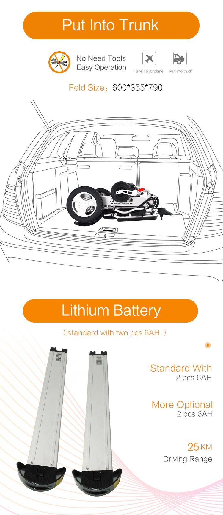 12" Lithium Battery Folding Wheel Power Wheelchair for Cerebral Palsy Children
