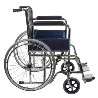 Cheapest China Wholesales Folding Manual Steel Wheelchair for Disabled People