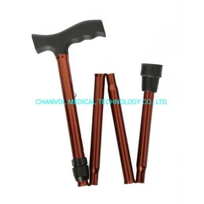 Portable Aluminium Walking Stick Cane Foldable Handbag Carry Height Adjusting