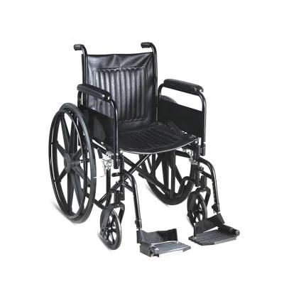 Foldable Steel Wheelchair with Solid Mag Wheel for Elderly