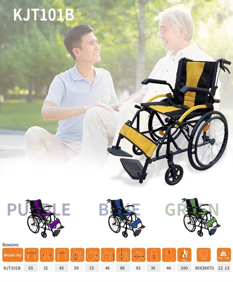 Foshan Portable Aluminium Wheelchair for Sale Light Weight Transport Wheel Chair Manual Foldable for Elderly Hospital Mobility FDA