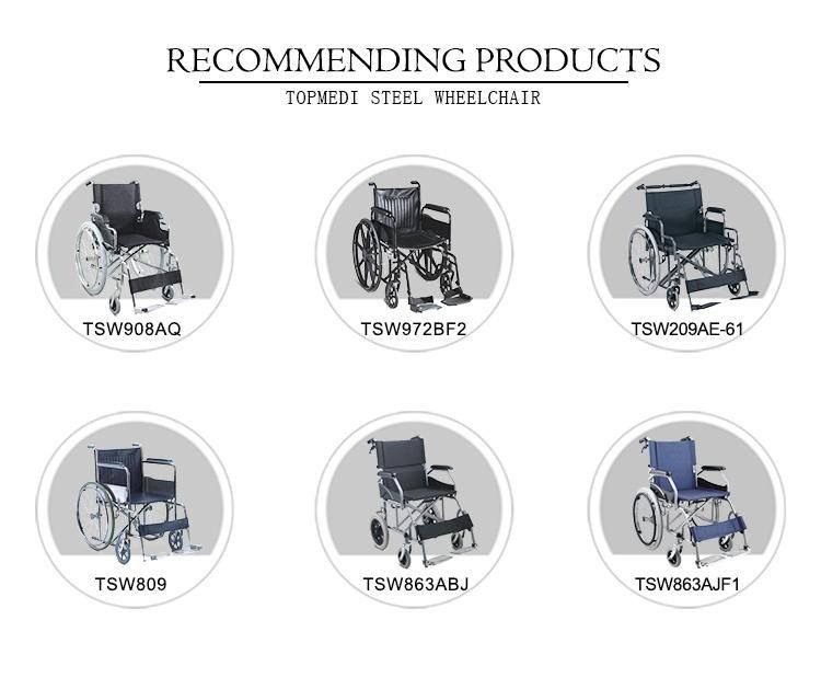 Topmedi Lightweight Steel Manual Rolling Wheelchair for Disability Person