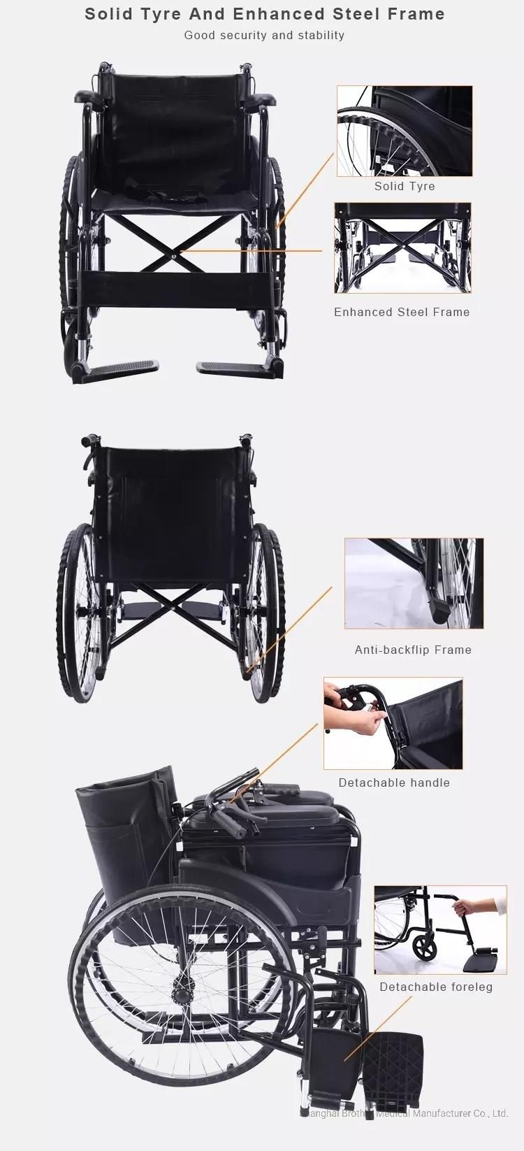 Hot Selling Steel Powder Coated Aluminum Manual Wheelchair for Disabled People