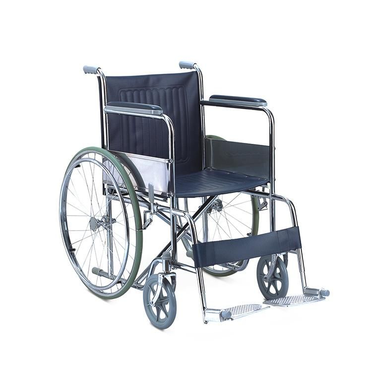 Medicare Wheel Chair Solid Castor Steel Manual Wheelchair for Disabled