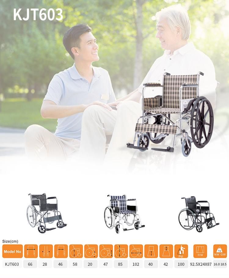 Standard Good Price Manual Folding Wheelchair with Mag Wheel for Adult
