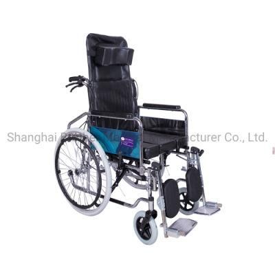 Foldable High Back Orthopedic Manual Wheelchair with Reclining Backrest