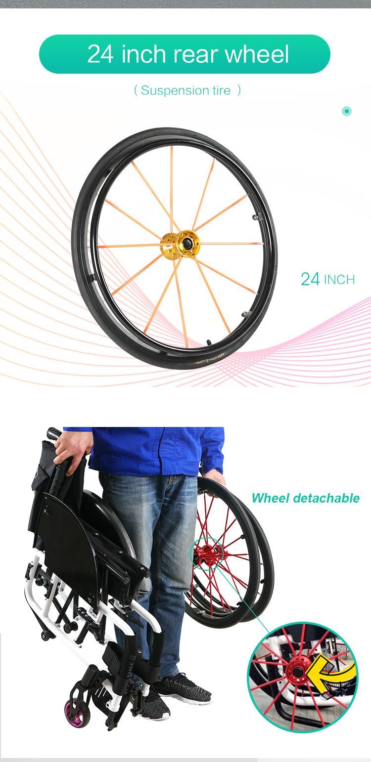 Jbh S002 Lightweight Folding Aluminum Alloy Colorful Sports Wheelchair