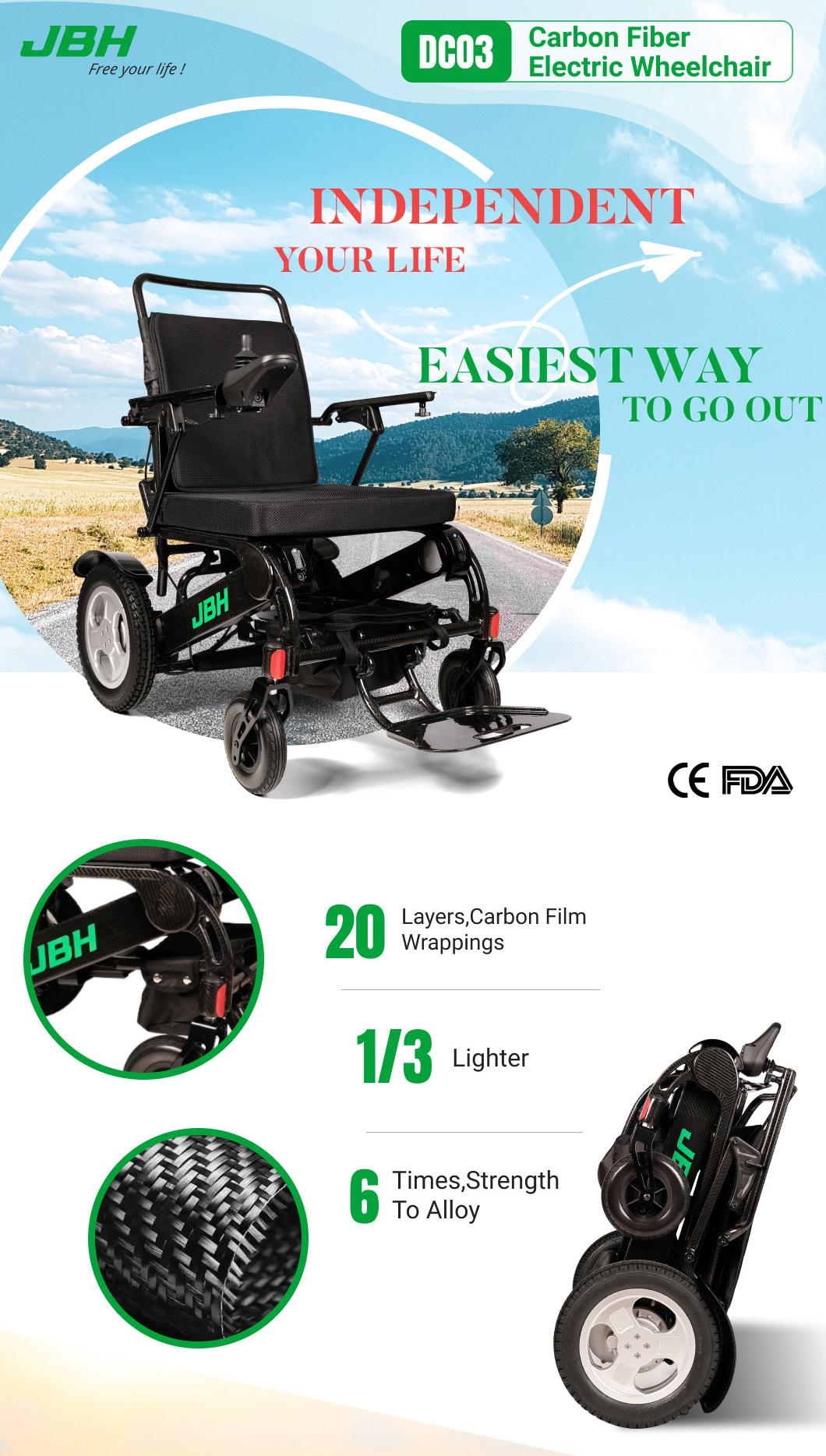 Rehabilitation Therapy Supplies Motorized Foldable Electric DC03 Carbon Fiber Wheelchair for Adults