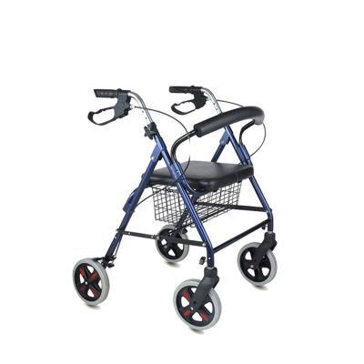 Four Wheels Lightweight Walking Aid Rollator Walker for Elderly Disabled