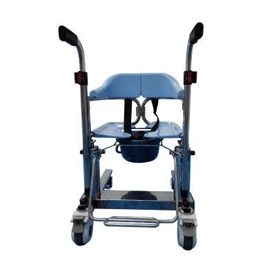 Folding Commode Wheelchair Adjustable Dual Hydraulic Armrests Lift Chair