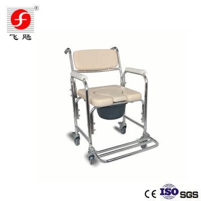 Medical Hospital Handicap Patient Transfer Commode Potty Wheel Chair for Elderly with Toilet Seat