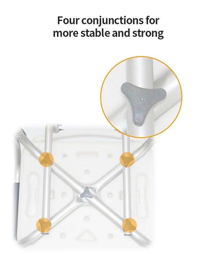 Tool-Free Assembly Aluminium Bath Chair Shower for Elderly Bathroom