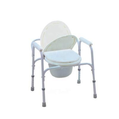 Steel Frame Foldable Commode Chair with Toilet