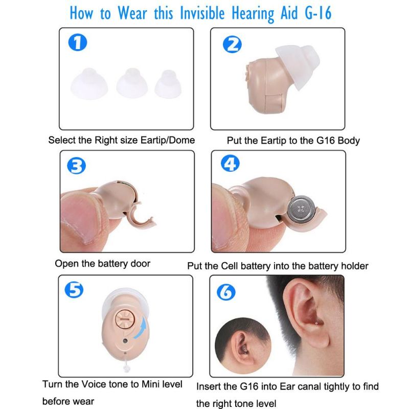 Mirco Ear Cic Hearing Aid Earsmate Device for Ear Sound Amplifier Health Care as Fingertip Tiny Size