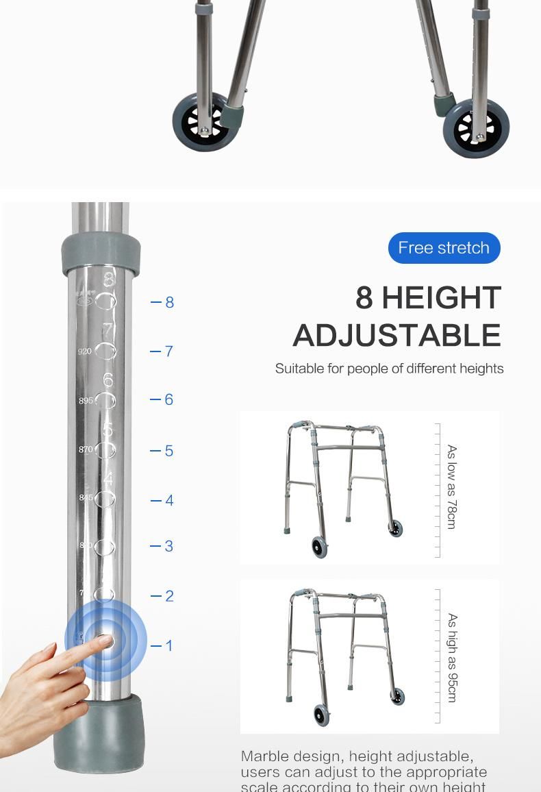 Hanqi Hq213L-5′′ High Quality Foldable Walker with Wheel for Patient