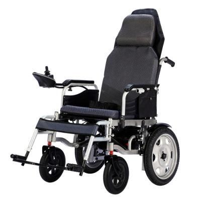 Factory Produced All Aluminum Material High Backrest Manual Lying Electric Wheelchair with Brush Motor 500W and 20ah Lithium Battery