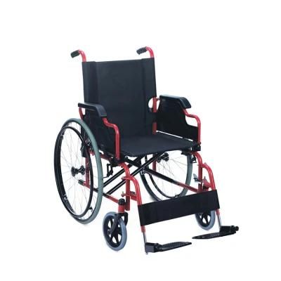 Topmedi Elderly Disabled Manual Folding Steel Wheelchair with ISO