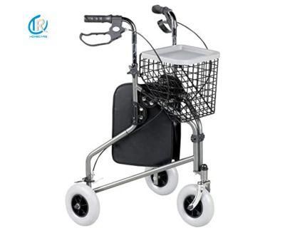 Rollator - Steel Frame Foldable 3 Wheel Walker, Carry-on Bag and Lockable Brakes Disabled Scooter