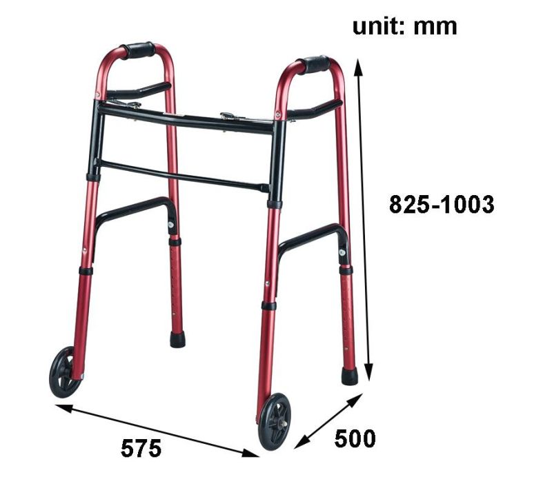 Rollator Walker Adult Double Button Alunminum Walker with 5" Wheels and Dinner Plate