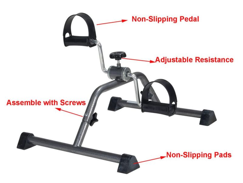 Exercise Peddler with Attractive Silver Vein Finish, Folding Pedal Excerciser