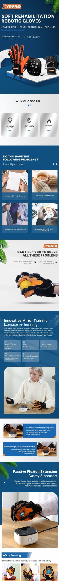 Upgrade Hand Rehabilitation Robotic Exercise Gloves for Minor Stroke Patient Child and Eldely Hand and Fingers Training