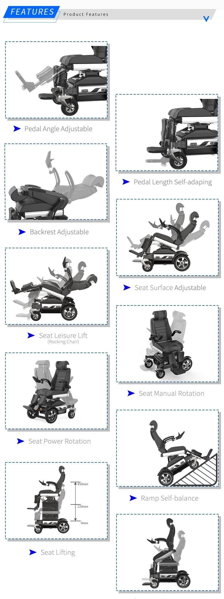 Power Seat Rotation Electric Standing up Wheelchair