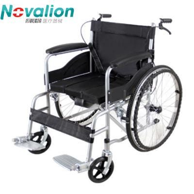 2021 Multifunctional Manual Medical Portable Fold Transport Commode Wheel Chair
