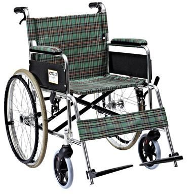 Folding Aluminum Manual Wheelchair for Disable and Old Man Foshan Fixed Armrest and Footrest Nylon Cushion Aluminum Wheelchair