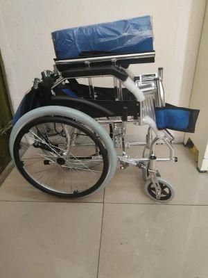 Folding Aluminum Wheelchair with Detachable Armrest and Elevating Footrest