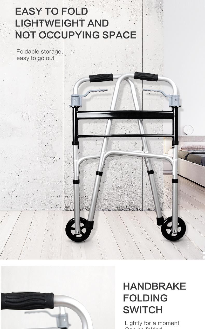 Hanqi Hq283L-5′′ High Quality Foldable Walker with Wheel for Patient