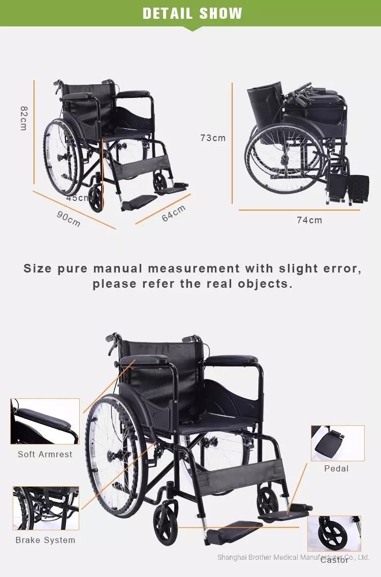 Convenient Lightweight Manual Handicapped Aluminum Wheelchair for Disabled People