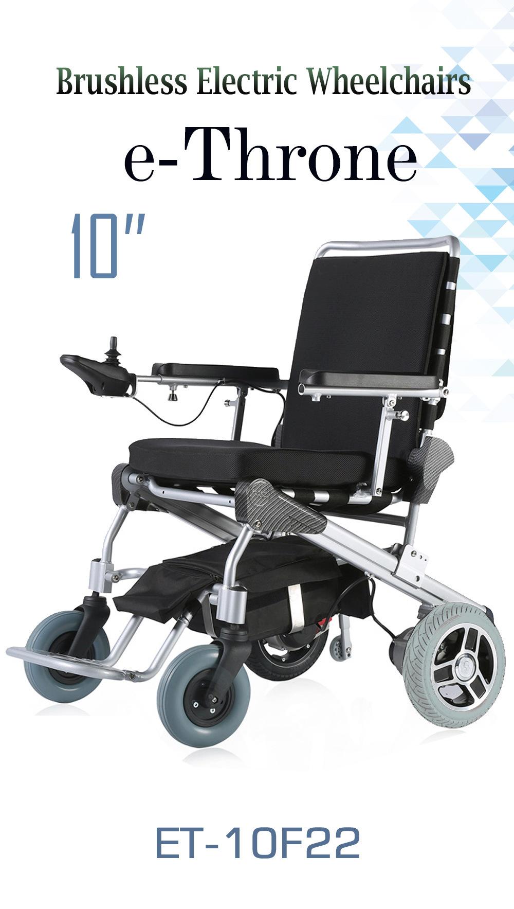 Ultra Strong Fame, Patented Design, Comfortable Drive, portable and foldable electric wheelchair with 10′′ quick release motors with CE TUV