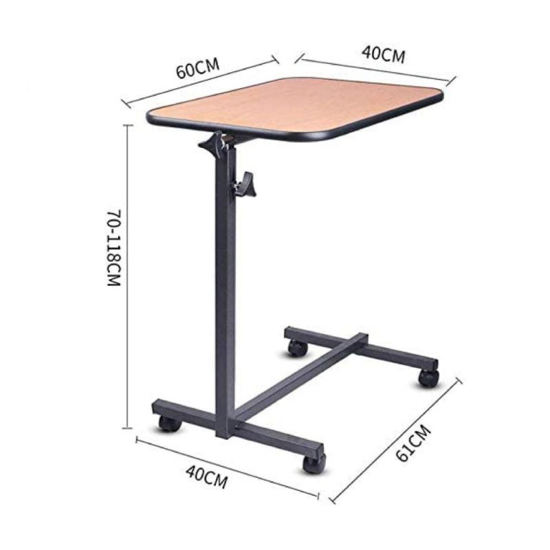 Overbed Table Portable Desk with Castor Wheels Mobility Aid