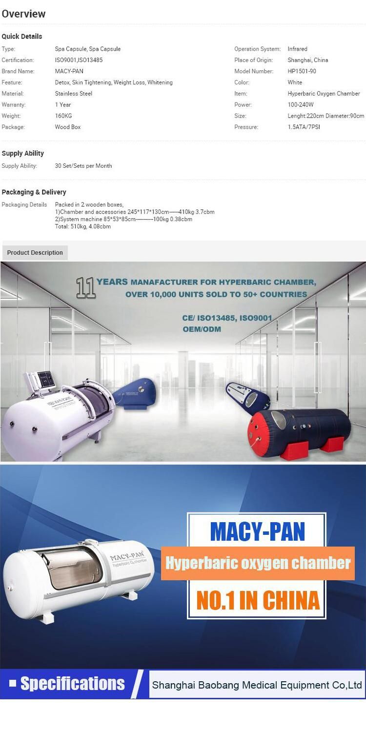 Macy-Pan Hyperbaric Oxygen Chamber SPA Capsule