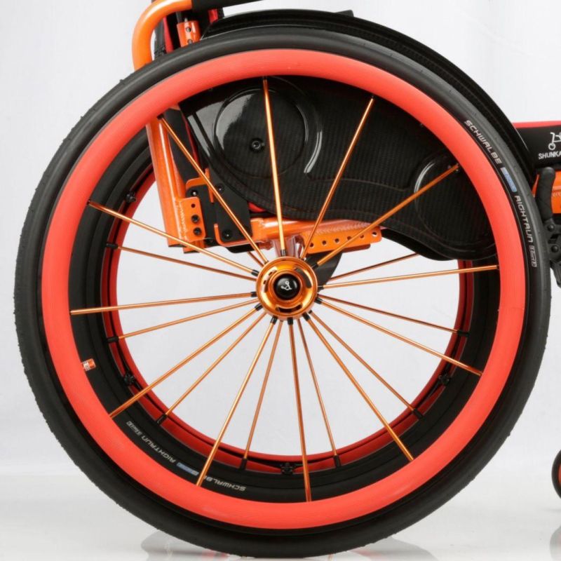 Manual Wheelchair with Pouch, Anti-Tipping, Carbon Fiber Side Panels/Wheels