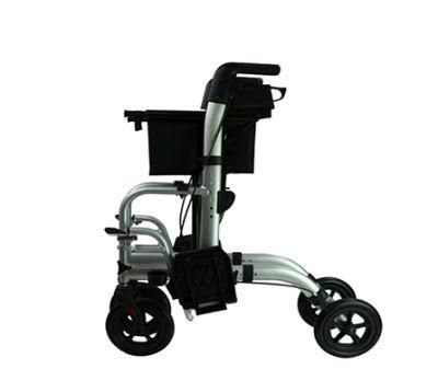 Medical Healthcare 4 Wheel Walking Aids Foldable Aluminum Rollator with Detachable Footrest