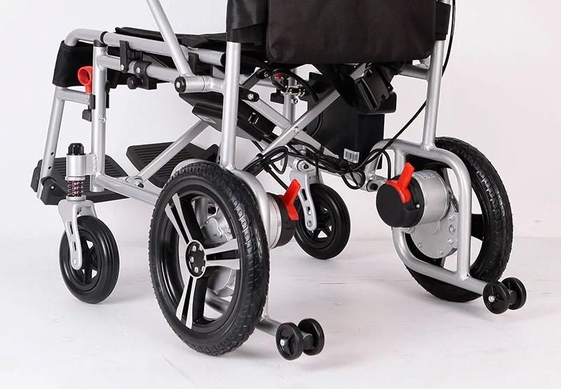 Outdoor Aluminium Alloy Folding Electric Power Wheelchair with LED Front Light