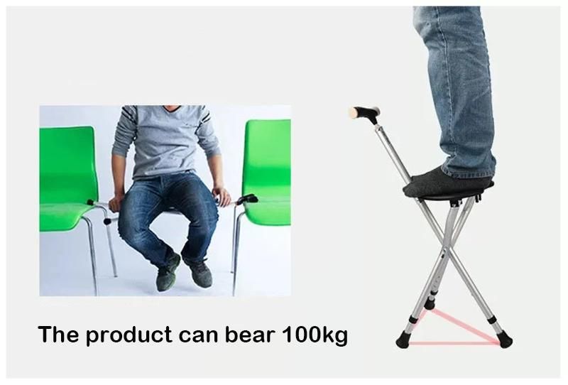 High Quality Crutches for The Elderly Aluminum Alloy Non-Slip Multifunctional Folding Stool Walking Stick for Disabled People