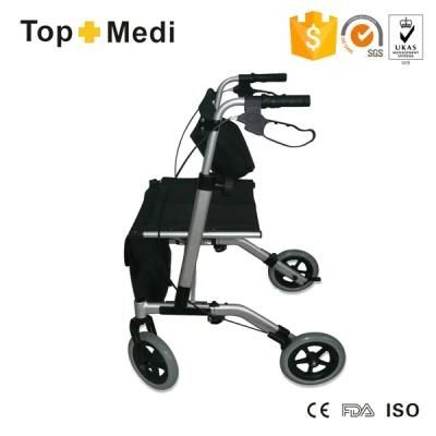 58cm Overall Portable Rolling Walkers 44cm Seat Width Foldable Walker Rollator