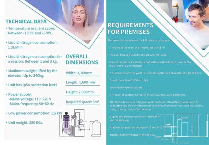 Liquid Nitrogen Cryosauna Cabin for Beauty and Health Center