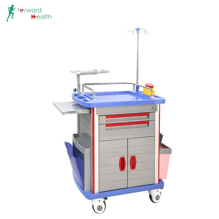 China Leading Brand Manufacturer of Emergency Crash Cart Specification with Drawers Lockers Brake Castors