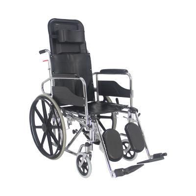 Steel Foldable Reclining High Back Commode Wheelchair