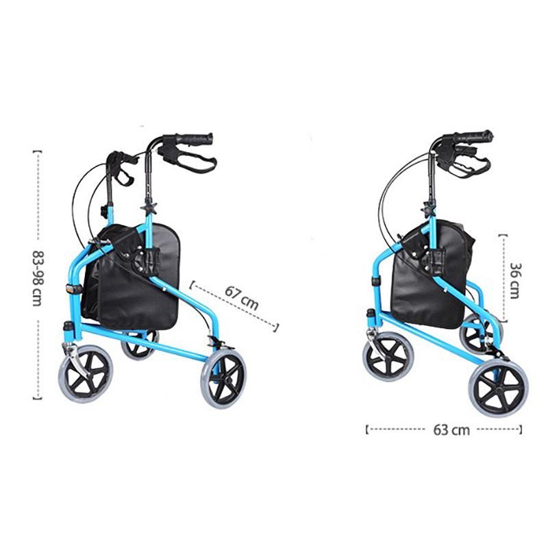 Hot Sale Multipurpose Walker Shopping Carts High Quality Aluminium Alloy Folding Third Wheel Walking Aid for The Elderly