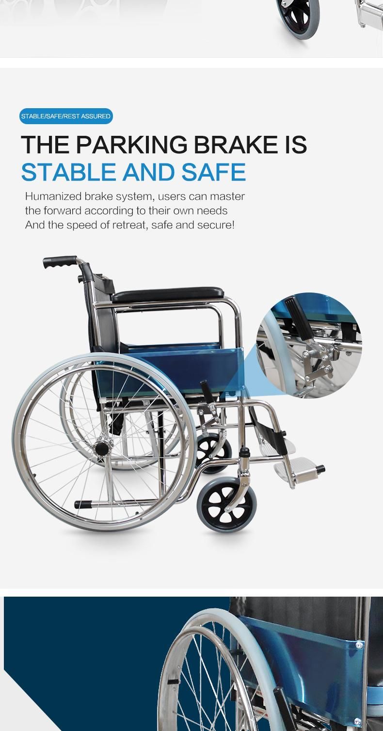 Hq609 High Quality Medical Manuel Folding Wheelchair with Commode