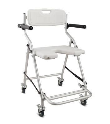 Hot Sale Folding Aluminum Parts Disabled Commode with Wheels Chair Bme 668