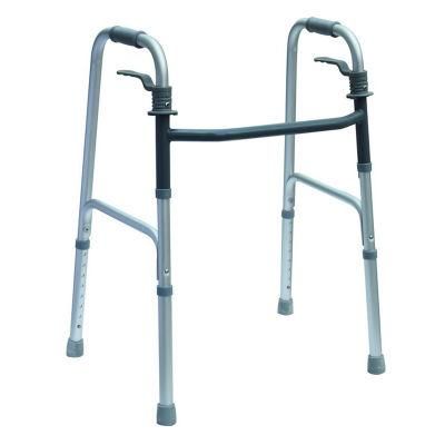 Rehabilitation Medical Equipment Aluminum Light Weight Height Adjust Antiskid Rollator for Disabled/Elderly People Outdoor Folding Walker Frame