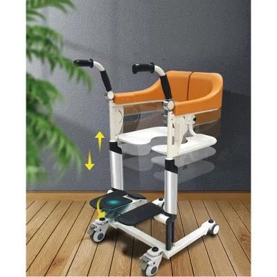 Folding Elderly Automatic Comode Moving Patient in Chair Toilet Transfer Wheelchair Factory