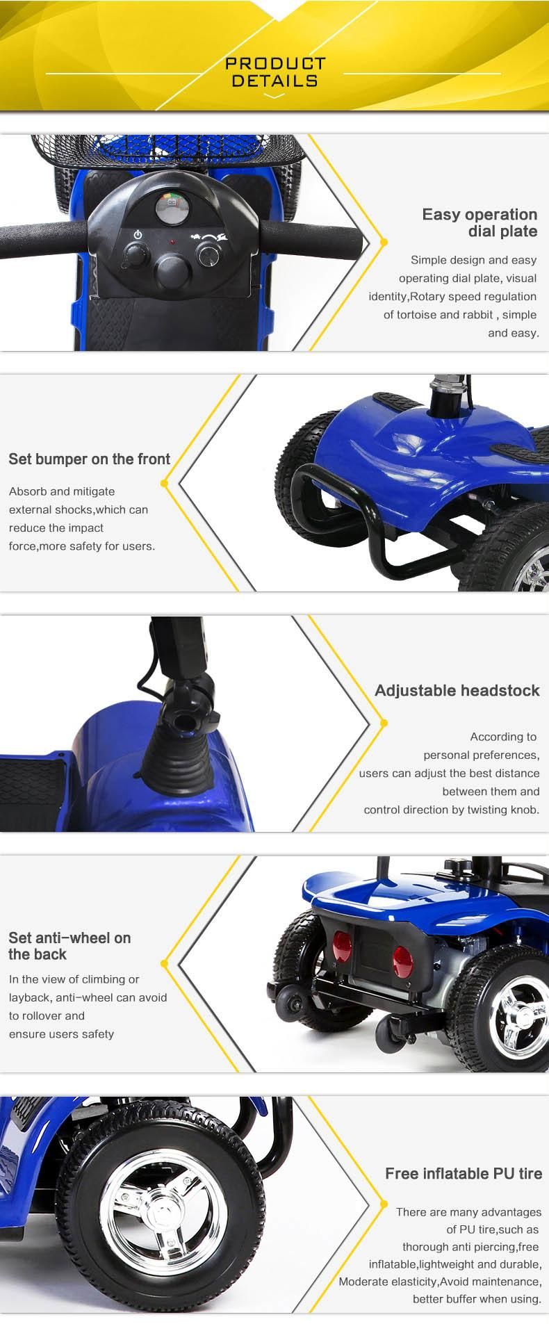 Economic Handicapped Disabled Mobility Scooter with 4 Wheels
